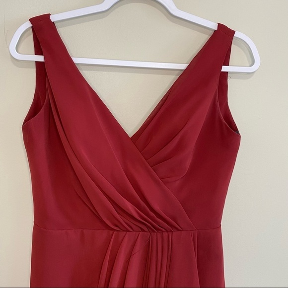 Jim Hjelm - Occasions - Burgundy Chiffon Knee Length Dress - Size 10 - Picture 7 of 10